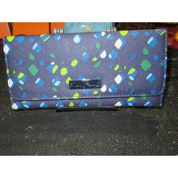 Vera Bradley Handbags - Vera Bradley Blue Coated Canvas Trifold  Snap Closure Wallet